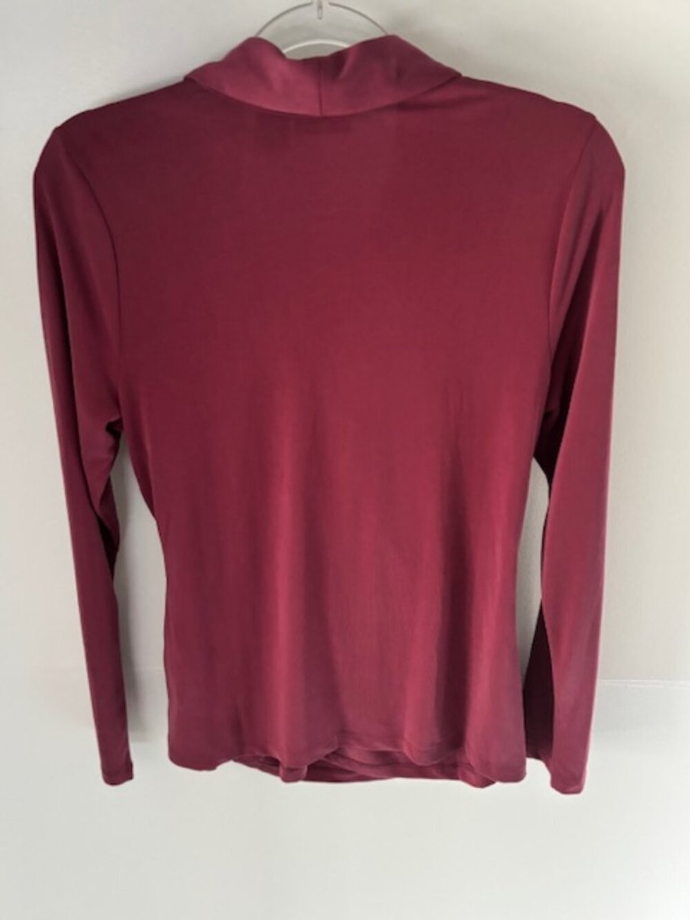 Tahari NWT Womens L Berry Rose Draped Cowl Neck Side Ruched Blouse Long Sleeve - Picture 3 of 6